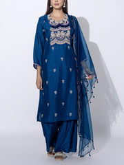 Indigo Blue Embroidered Suit Set