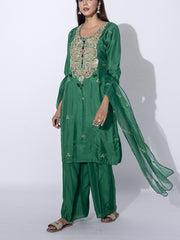 Green Embroidered Suit Set