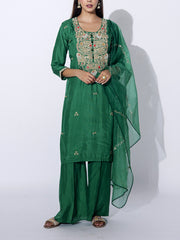 Green Embroidered Suit Set