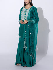 Green Embroidered Suit Set