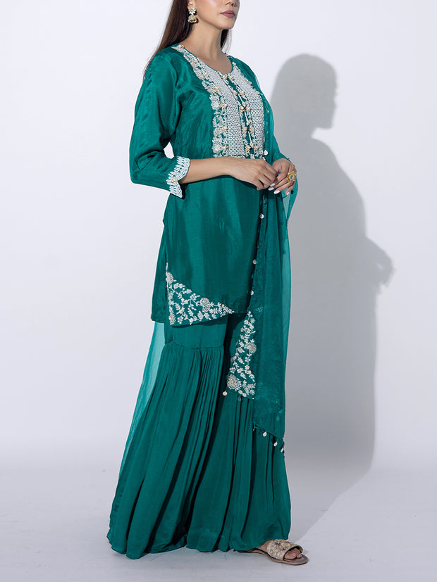 Green Embroidered Suit Set