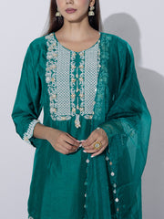 Green Embroidered Suit Set