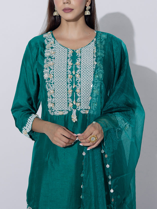 Green Embroidered Suit Set