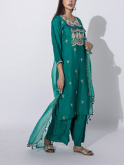 Green  Embroidered Suit Set