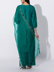 Green  Embroidered Suit Set