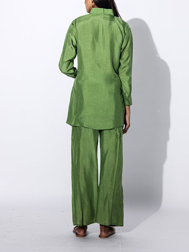 Sage Green Embroidered Top and Pant Set