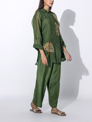 Olive Green Embroidered Co-ord Set