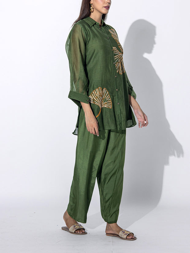 Olive Green Embroidered Co-ord Set