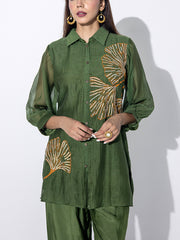 Olive Green Embroidered Co-ord Set