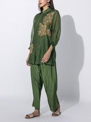 Olive Green Embroidered Co-ord Set