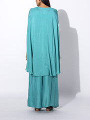 Sky Blue Embroidered Cape and Palazzo Set