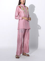 Dusty Pink Embroidered Top and  Set