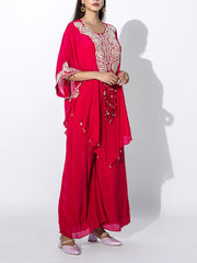 Pink Emroidered Cape and Palazzo Set
