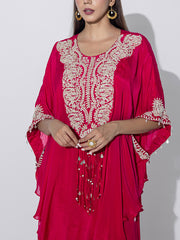 Pink Emroidered Cape and Palazzo Set