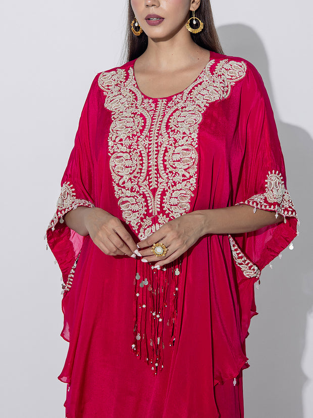 Pink Emroidered Cape and Palazzo Set