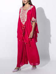 Pink Emroidered Cape and Palazzo Set