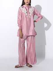 Peach Embroidered Top and Pant Set
