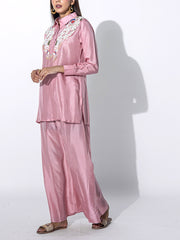 Peach Embroidered Top and Pant Set