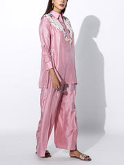 Peach Embroidered Top and Pant Set