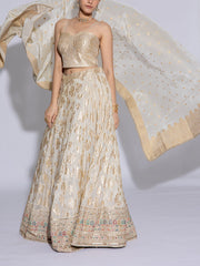 Off White Banarasi Lehenga Set