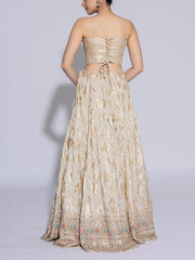 Off White Banarasi Lehenga Set