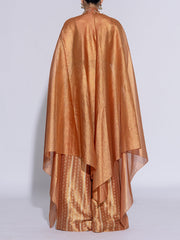 Golden Yellow Tissue Embroidered Cape and Pants Set