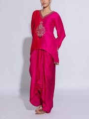 Red and Pink Modal Silk Co-Ord Set