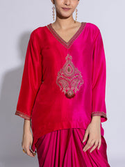 Red and Pink Modal Silk Co-Ord Set