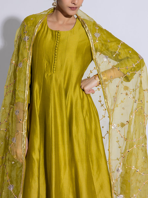 Mehendi Green Vasansi Silk Suit Set