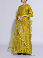 Mehendi Green Vasansi Silk Suit Set