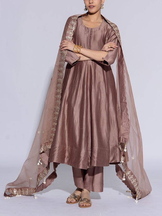 Brown Vasansi Silk Suit Set