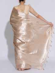 Golden Peach Banarasi Tissue Saree