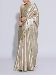 Golden Green Banarasi Tissue Saree
