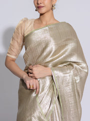 Golden Green Banarasi Tissue Saree