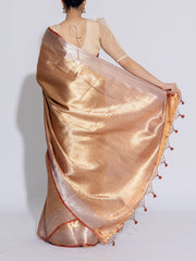 Golden and Orange Banarasi Tissue Saree