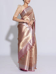 Golden Pink Banarasi Tissue Saree