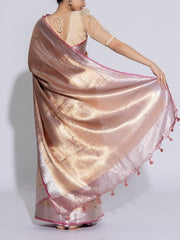 Golden Pink Banarasi Tissue Saree
