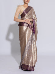 Golden Blue Banarasi Tissue Saree