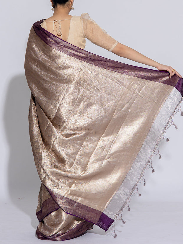 Golden Blue Banarasi Tissue Saree