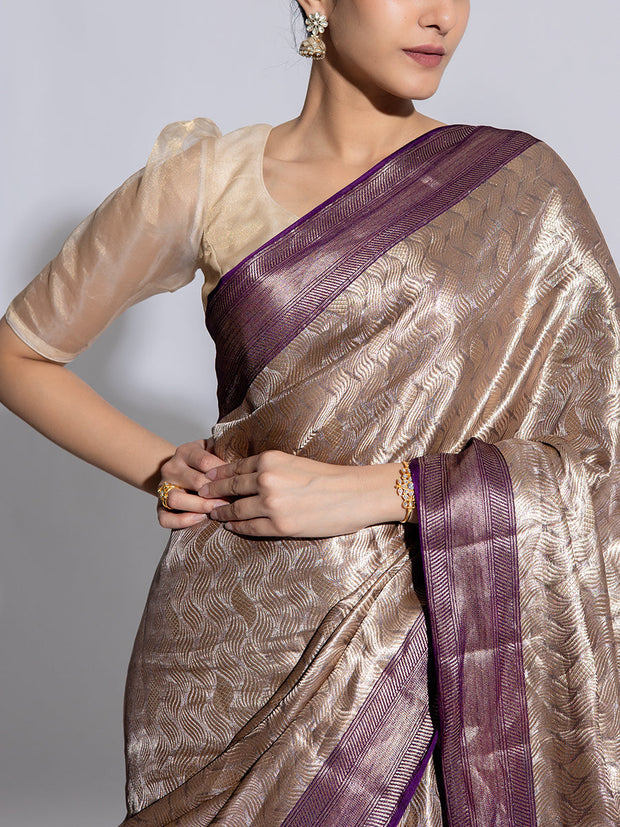 Golden Blue Banarasi Tissue Saree