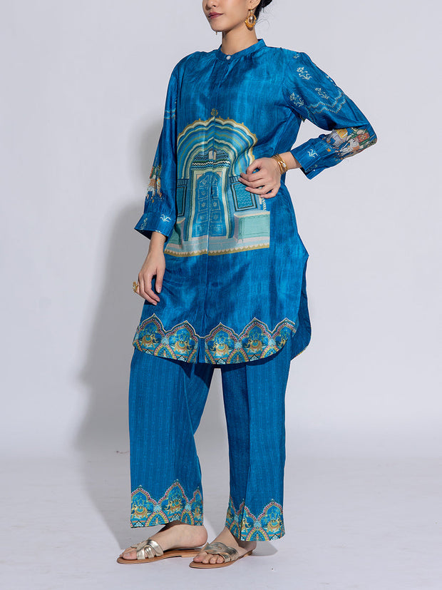 Blue Vasansi Silk Printed Co-Ord Set