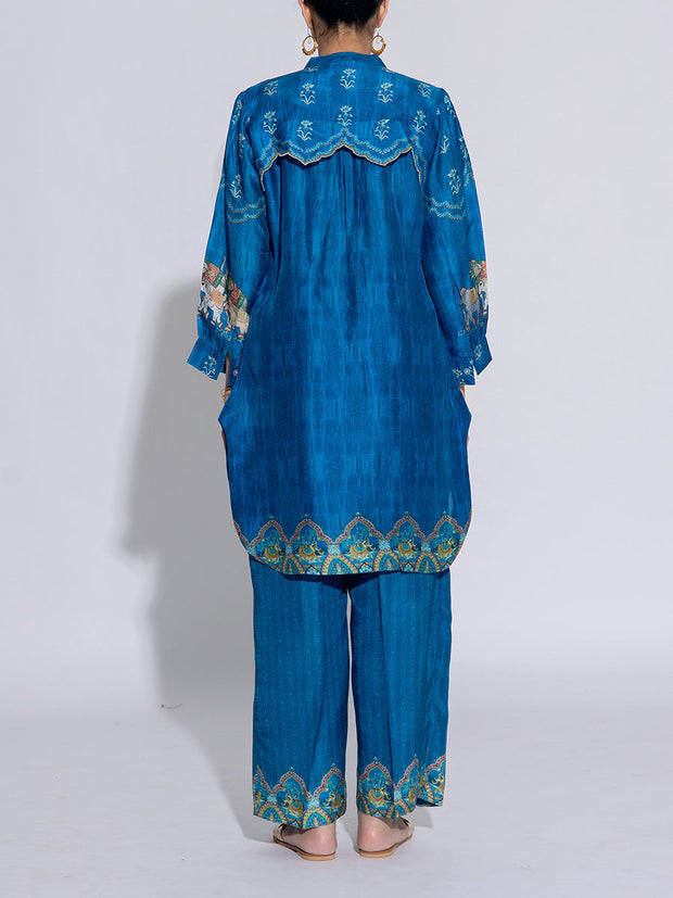 Blue Vasansi Silk Printed Co-Ord Set