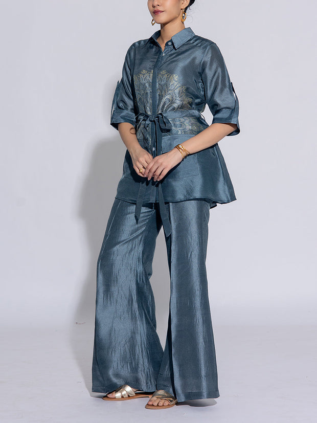 Grey Vasansi Silk Co-Ord Set