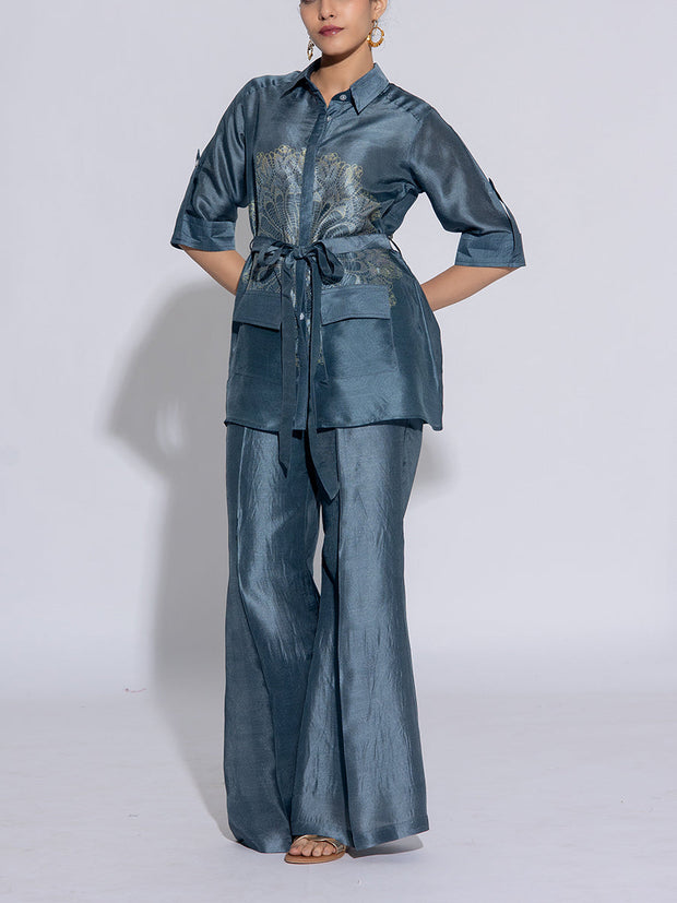 Grey Vasansi Silk Co-Ord Set