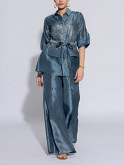 Grey Vasansi Silk Co-Ord Set