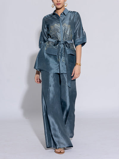 Grey Vasansi Silk Co-Ord Set