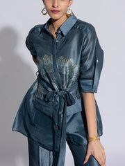 Grey Vasansi Silk Co-Ord Set