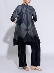 Black And Grey Vasansi Silk Co-Ord Set