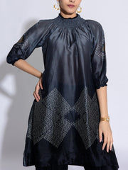 Black And Grey Vasansi Silk Co-Ord Set