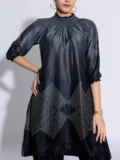 Black And Grey Vasansi Silk Co-Ord Set